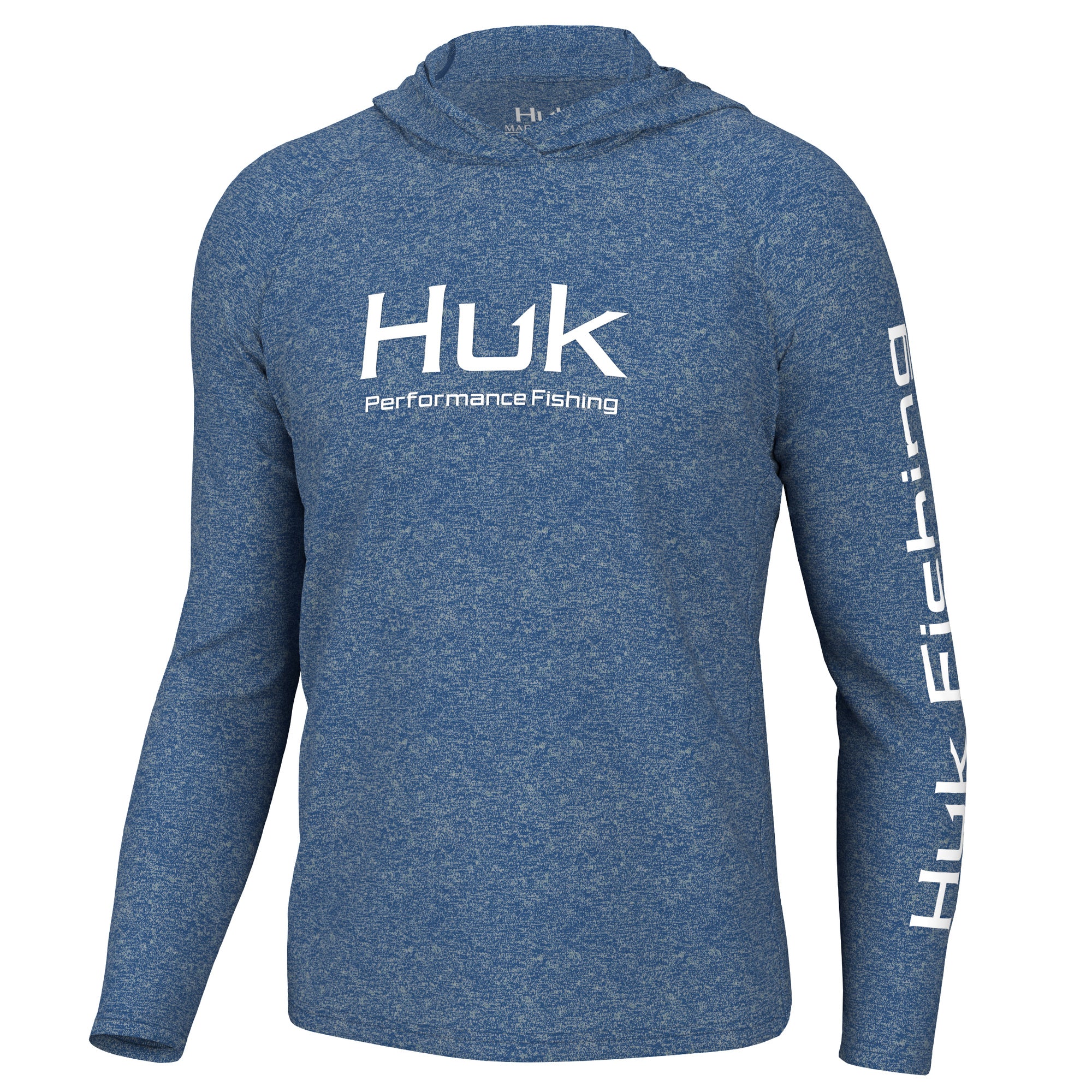 Huk Performance Fishing Mens Pursuit Mossy Oak Long Sleeve Shirt - Grey &  Blue