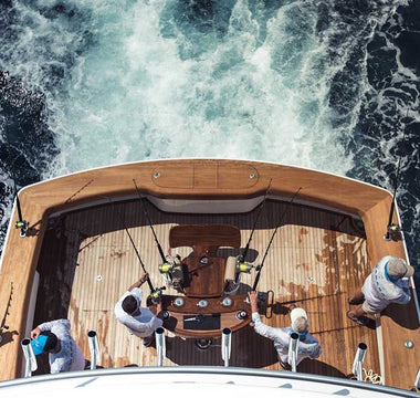 aerial view fishing on boat