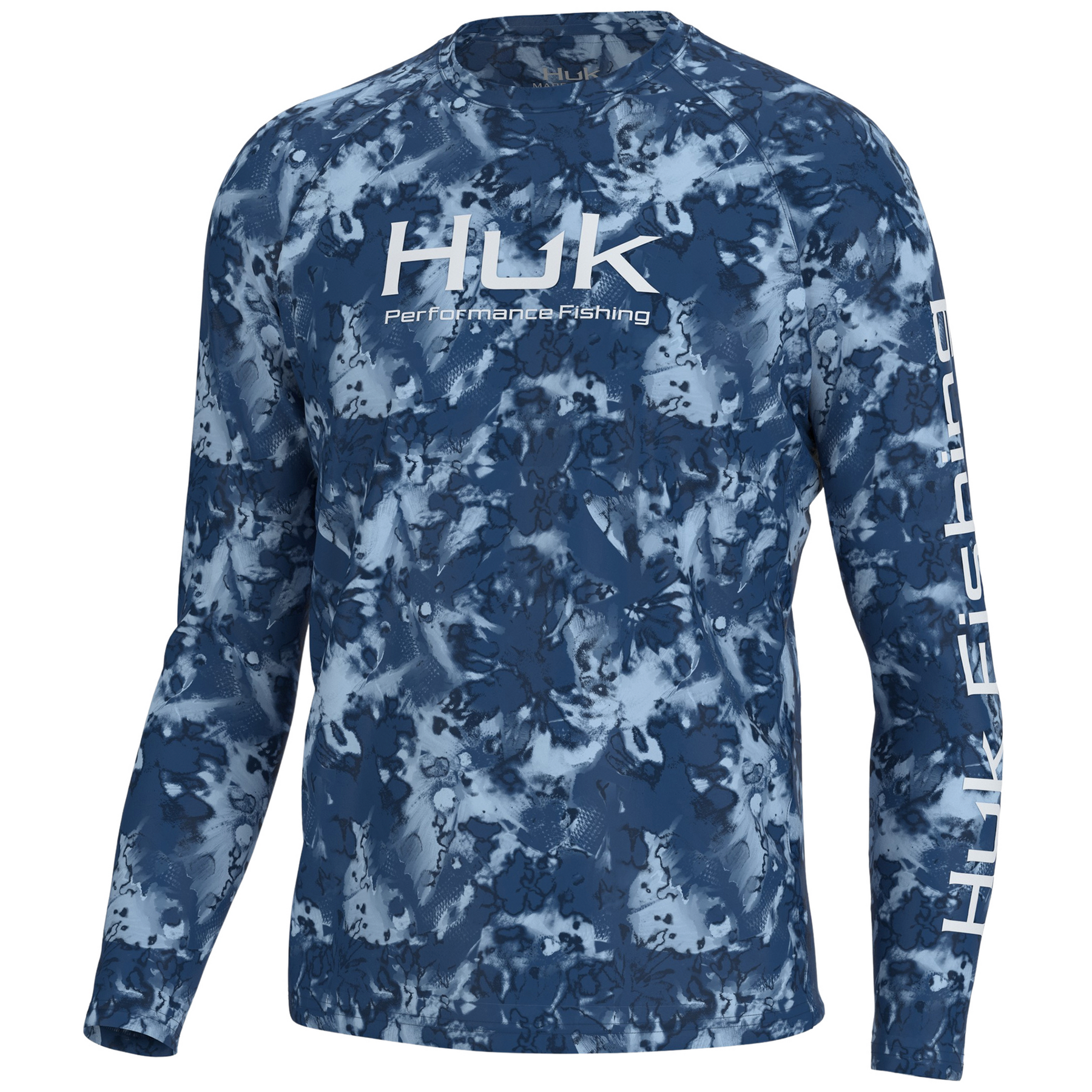 Men's Huk Fin America Fade Pursuit Long Sleeve Shirt, Large, Crystal Blue