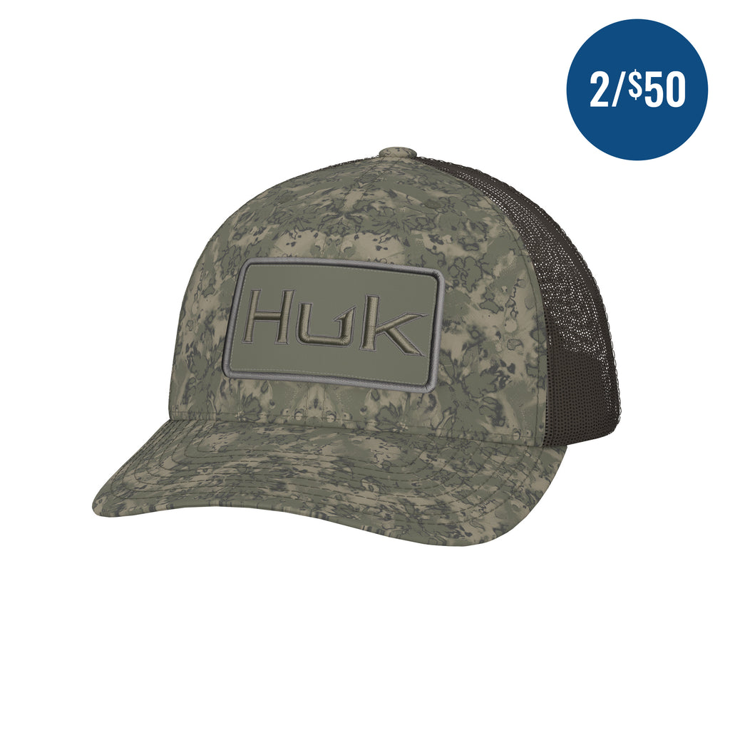 Huk Men's Fin Flats Camo Trucker Hat - Crystal Blue - Dance's Sporting Goods