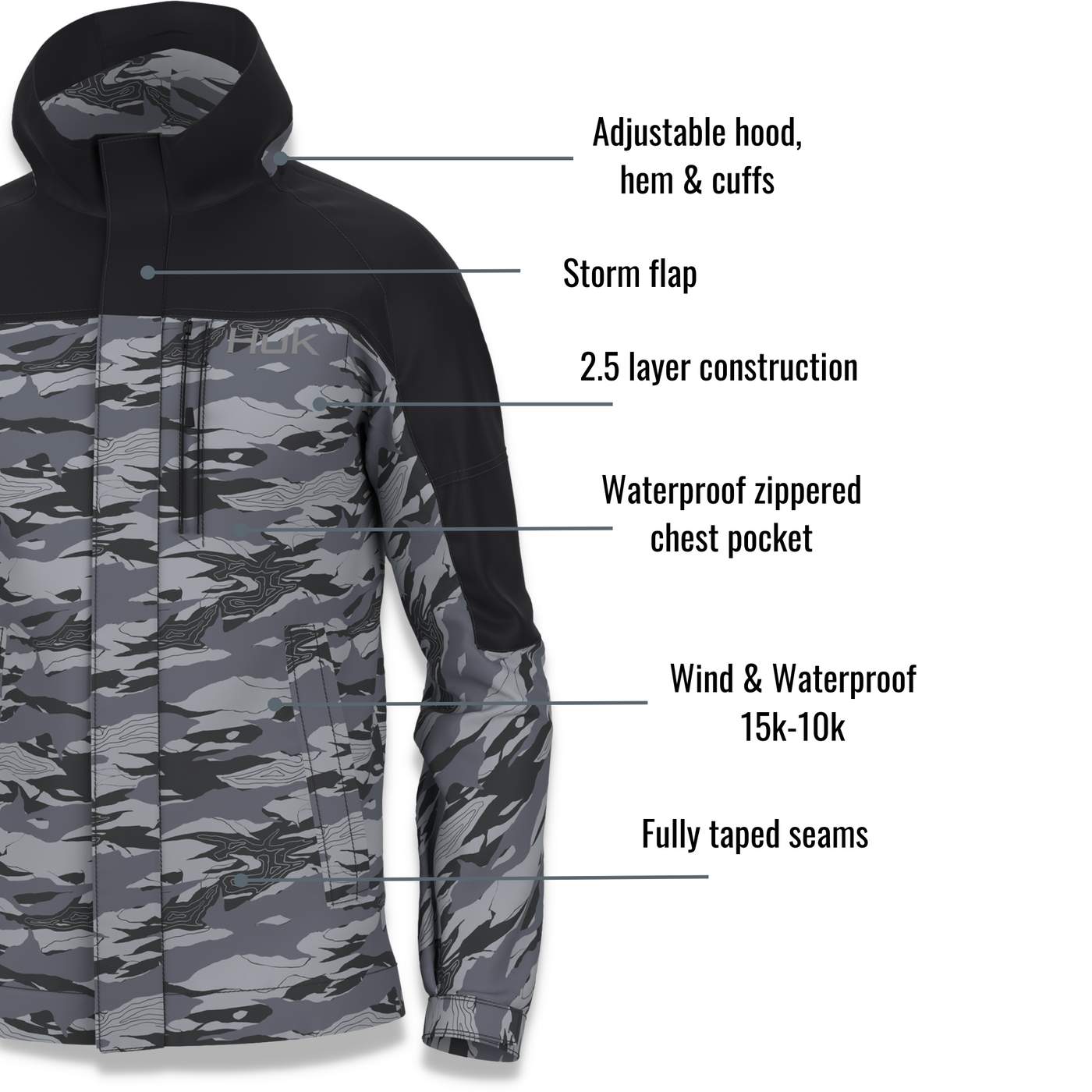 HUK Men's Standard Grand Banks, Waterproof & Wind-Resistant Rain Bib,  Black, Medium at  Men's Clothing store